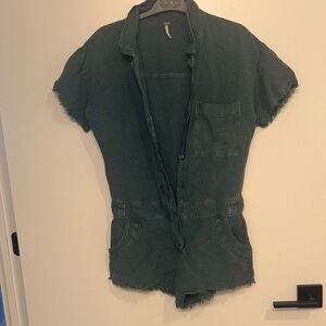 Green Short-Sleeve Romper